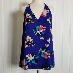 Sam Edelman Strappy Caged  V-Neck Floral Top, Large